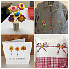 90Pcs 6 Colors 2-Hole Wood Flower Buttons BUTT-TA0001-40D-9
