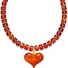 Resin and Plastic Heart Pendant Rondelle Beaded Necklaces with Alloy End Chains FS-WG415CE-07-1