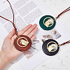 FIBLOOM 3Pcs 3 Colors Alloy Flat Round with Bird Pendant Necklaces Set with Faux Suede Cords NJEW-FI0001-30-3