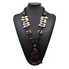 Boho Coconut & Wood & Natural Shell Handmade Ethnic Pendant Long Tassel Beaded Necklaces for Beach Vacation WG0A164-02-1