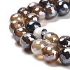 Electroplated Natural Agate Round Beads Strands G-L598-A01-02B-4