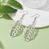 Alloy Leaf Dangle Earrings with 304 Stainless Steel Pins EJEW-JE05510-01-3