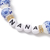 Handmade Flower Printed Porcelain Beads Stretch Bracelets for Women BJEW-JB13265-3