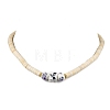 Handmade Printed Porcelain Round Cube & Dyed Synthetic Turquoise Beaded Necklaces NJEW-JN05644-2