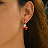 Christmas Socking Brass Enamel Dangle Stud Earrings QV0416-3