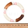 Opaque Acrylic Tube and Round Beaded Stretch Bracelets BJEW-JB14455-4