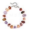 Natural Mixed Gemstone Nuggets & Shell Pearl Round Beaded Bracelets for Women BJEW-JB13956-3