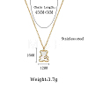 Stainless Steel Rhinestone Bear Pendant Necklaces FX8982-1-3