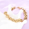 3-Tie 304 Stainless Steel Multi-stand Oval Link Chain Bracelets for Women Men BJEW-F529-06G-5