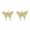 Brass Micro Pave Clear Cubic Zirconia Stud Earrings EJEW-A128-01G-2