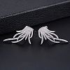 Feather Brass Micro Pave Clear Cubic Zirconia Hoop Earrings FS-WG65436-02-1