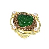 Oval with Buddha Brass Glass Finger Rings RJEW-P128-01G-2