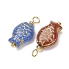 Baking Paint & Golden Metal Enlaced Glass Pendants GL-CBA010C-09G-2