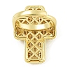 Cross Brass with Cubic Zirconia Open Cuff Rings RJEW-U011-09G-01-3