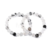 Natural Tourmalinated Quartz Round Beaded Stretch Bracelets for Men Women BJEW-G743-01C-4