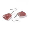 Natural Strawberry Quartz  Trapezoid Dangle Earrings EJEW-D188-02P-10-3