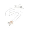 Clear Cubic Zirconia Heart with Rose Pendant Necklace NJEW-F293-01E-RG-2