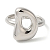 Initials Brass Open Cuff Ring for Women RJEW-N046-02D-P-2