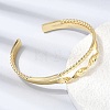 Brass Double Line Textured Cuff Bangles for Women KK-CBACA61-03G-2