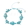 Starfish & Turtle Synthetic Turquoise Beads Braided Bead Bracelets for Women BJEW-JB12130-02-2