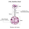 316L Surgical Stainless Steel Cubic Zirconia Flat Round Curved Barbell Belly Rings WGC75B2-02-2