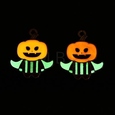 Halloween Theme Rack Plating Luminous Alloy Enamel Pendants ENAM-N056-232G-1