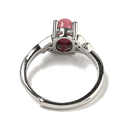 Oval Natural Rhodonite Adjustable Rings RJEW-Q818-01P-04A-1