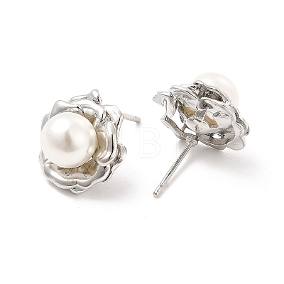 ABS Imitation Pearl Beaded Flower Stud Earrings EJEW-P213-11P-1
