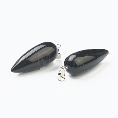 Natural Obsidian Pointed Pendants G-F705-01B-P-1