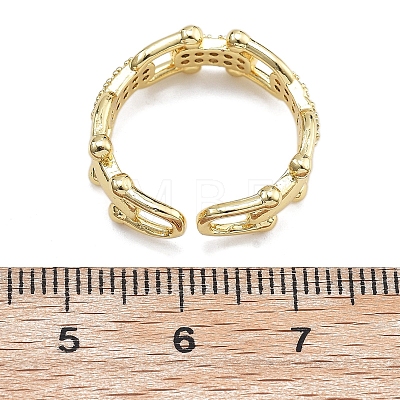 Rack Plating Brass Micro Pave Clear Cubic Zirconia Cuff Finger Rings for Women RJEW-M028-44G-1