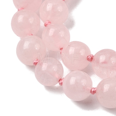 Natural Rose Quartz Mala Prayer Round Beaded Wrap Necklaces with Long Tassel and Metal Tree of Life FS-WG93CBE-02-1