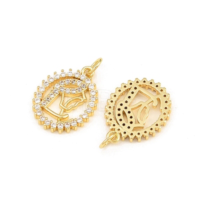 Brass Micro Pave Clear Cubic Zirconia Pendants CU-CBA5CB0-20G-1