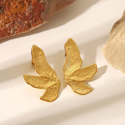 Fashionable 304 Stainless Steel Leaf Stud Earrings & Hair Bobby Pin Set for Women SH3836-1-1