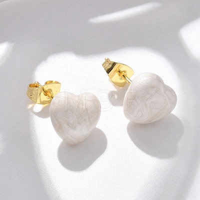 Brass Stud Earrings EJEW-F359-06G-01-1