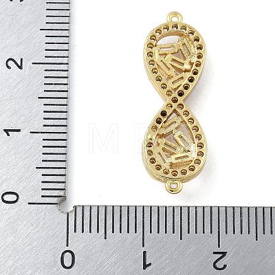 Rack Plating Brass Clear Cubic Zirconia Infinity Connector Charms KK-A234-036G-01-1