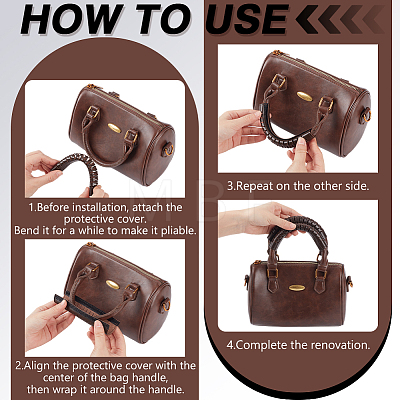 2Pcs Cowhide Leather Bag Handle Wrap DIY-WH0750-355A-1
