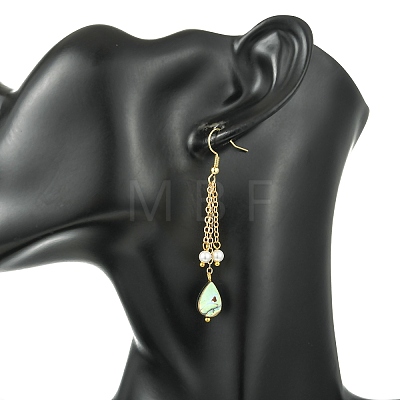 Shell Pearl & Abalone Shell/Paua Shell Dangle Earrings for Women EJEW-JE07328-1