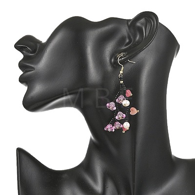 Glass Seed Bead Dangle Earrings EJEW-MZ00770-1