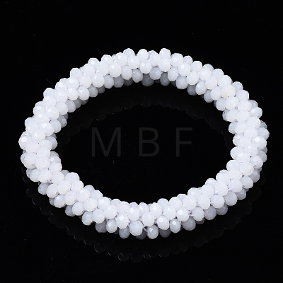 Faceted Opaque Glass Beads Stretch Bracelets BJEW-S144-002E-06-1