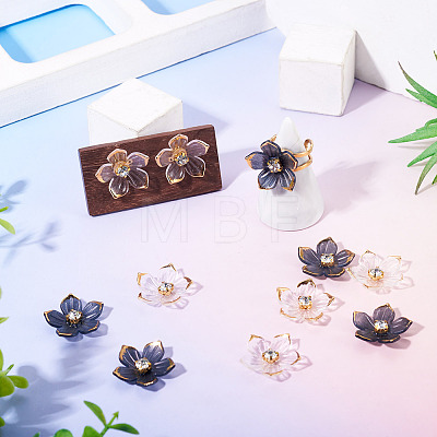 100Pcs 2 Colors Transparent Resin Sakura Flower Bead Caps RESI-TA0005-57-1