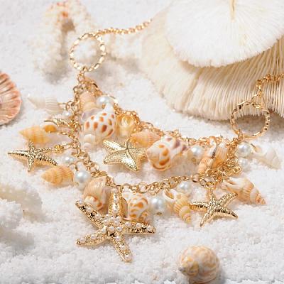 Trendy Shell Bib Beach Necklaces NJEW-PH0001-01-1