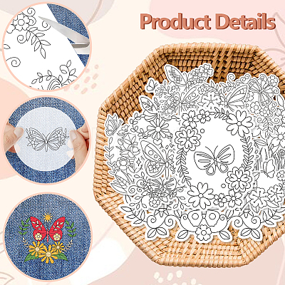 4 Sheets 11.6x8.2 Inch Stick and Stitch Embroidery Patterns DIY-WH0455-196-1