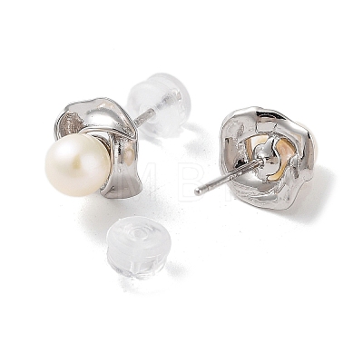 Natural Pearl Stud Earrings for Women EJEW-C083-07A-P-1