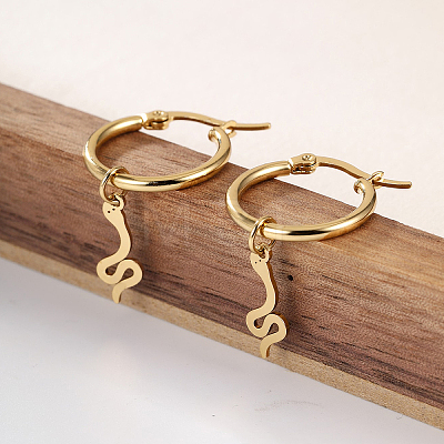 Fashionable Retro Casual Snake 201 Stainless Steel Hoop Earrings AH0980-1