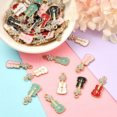 50Pcs 5 Colors Alloy Enamel Pendants ENAM-CJ0002-32-1