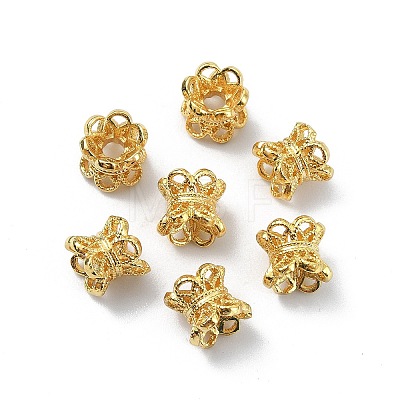 6-Petal Brass Double Sided Bead Caps KK-P232-09G-1