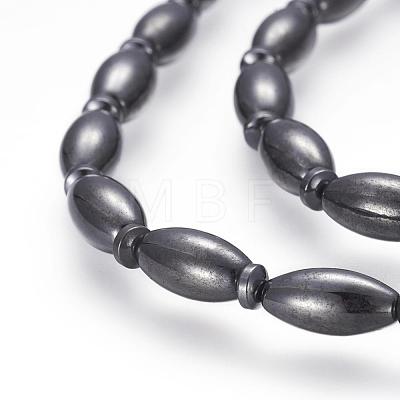 Magnetic Synthetic Hematite Beaded Necklaces NJEW-P190-13O-1