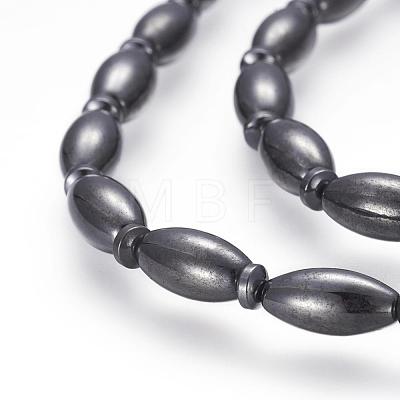 Magnetic Synthetic Hematite Beaded Necklaces NJEW-P190-13O-1