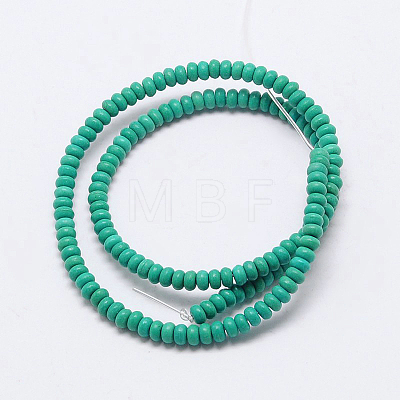 Dyed Synthetical Turquoise Rondelle Bead Strand G-P083-6mm-84J-1