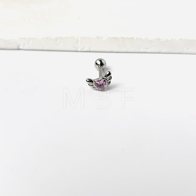 Angel Wing Heart 316L Surgical Stainless Steel Pave Cubic Zirconia Tongue Rings FS-WG901EE-04-1